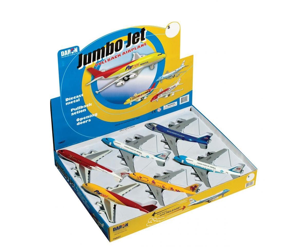 Daron Worldwide Trading Diecast Jumbo Jet Pullback Toy Assortment (6)