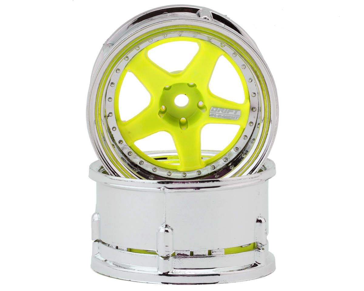 DS Racing Drift Element 5 Spokes Drift Wheel (Yellow w/Chrome Lip &amp; Rivets)