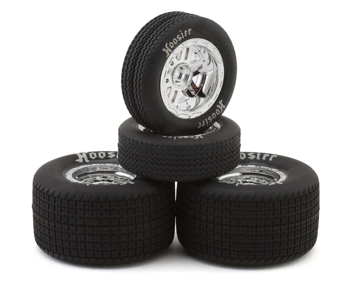1RC Racing 1/18 Pre-Mounted Hoosier Sprint Tires (Chrome) (4) (Front &amp; Rear)