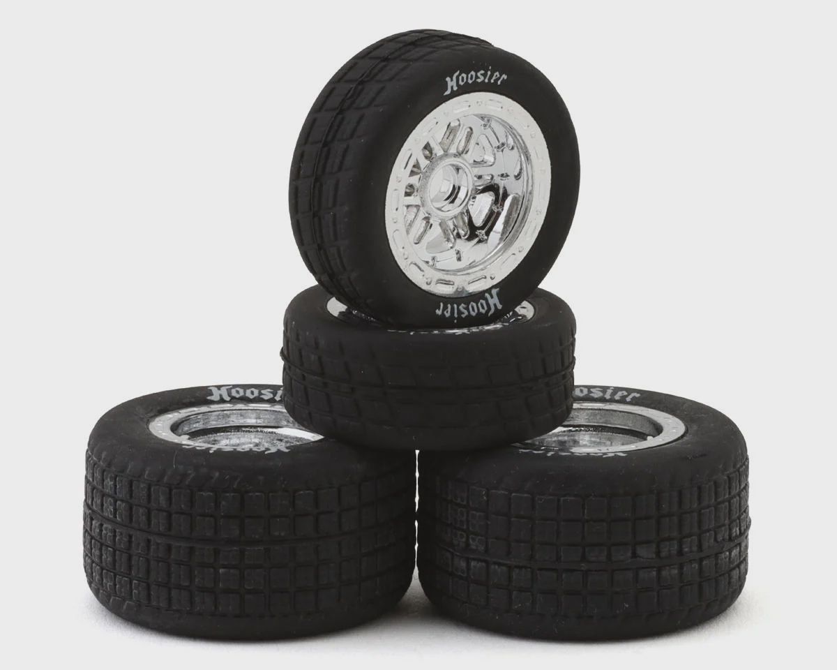 1RC Racing Pre-Mounted 1/18 Midget Hoosier Tires (Chrome) (4) (F/R) (Soft)
