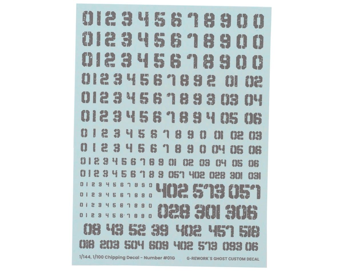 G-REWORK Chipping Numbers Decal Sheet #01 (Grey)