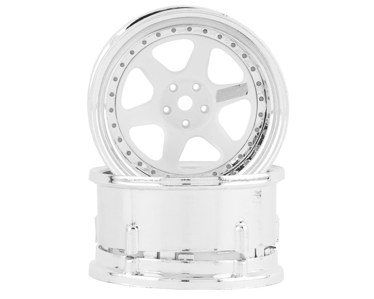 DS Racing Drift Element 6 Spoke Drift Wheels (White &amp; Chrome) (2)