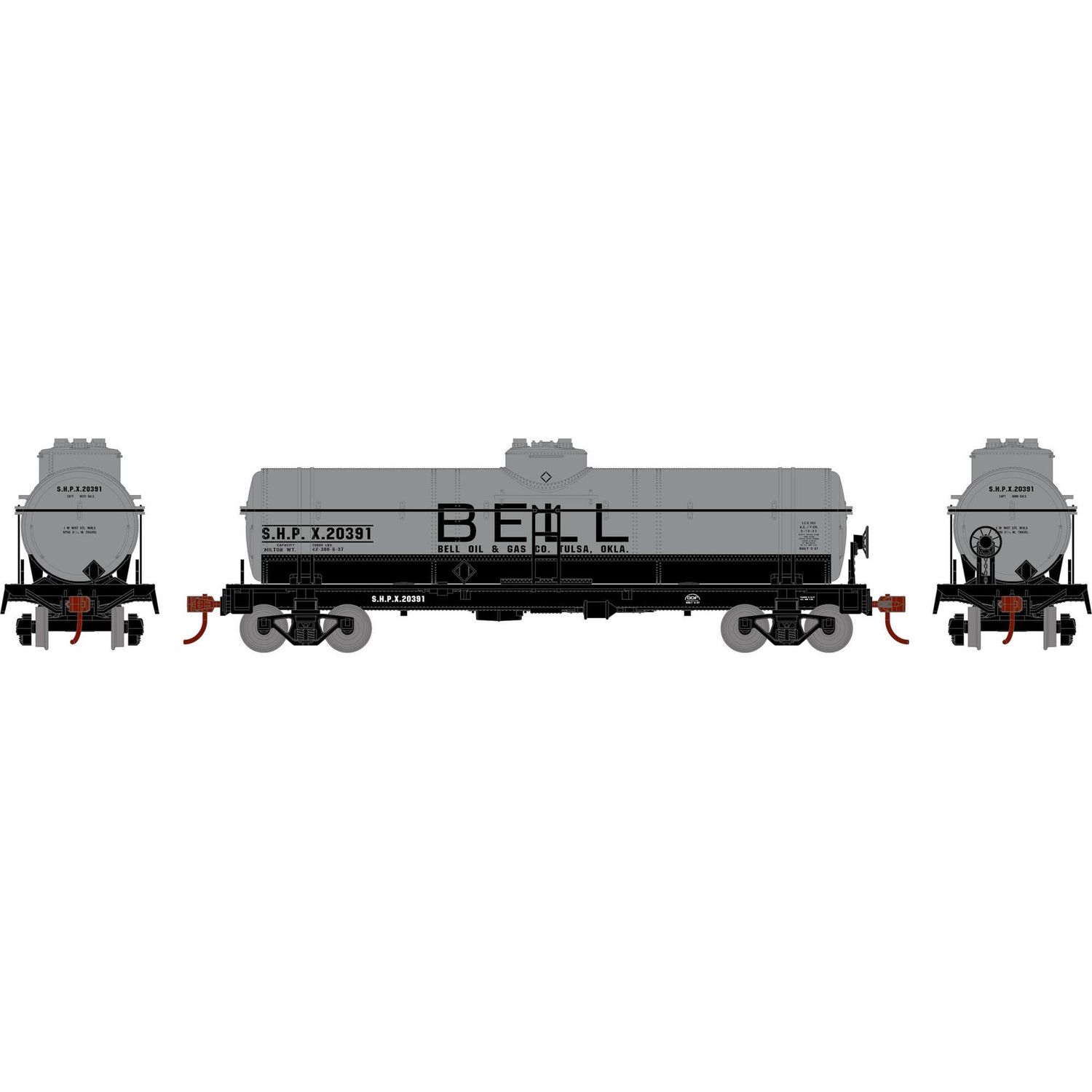 Athearn HO 1-Dome Tank, Bell Oil/SHPX #20391