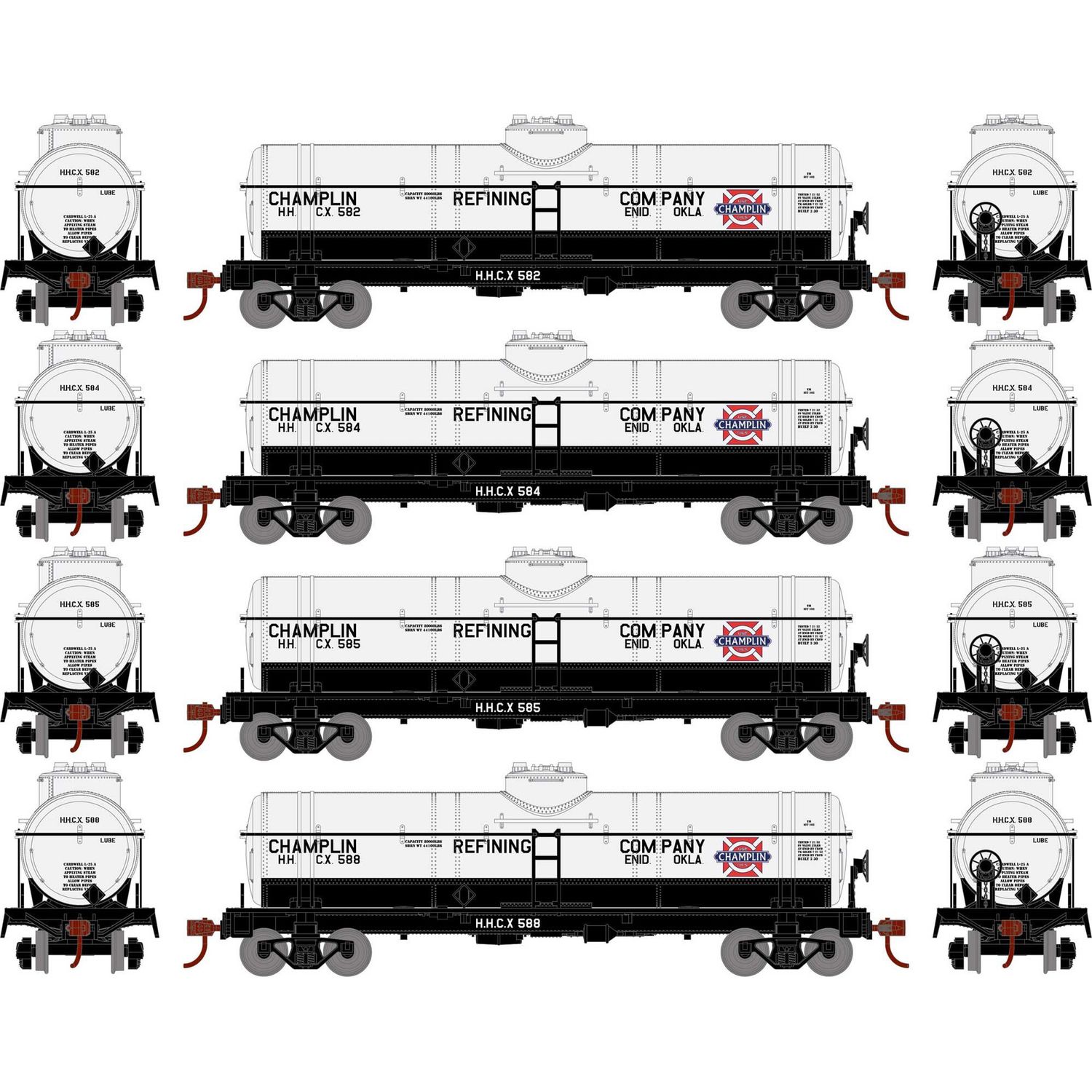 Athearn HO 1-Dome Tank, Champlin/HHCX (4)