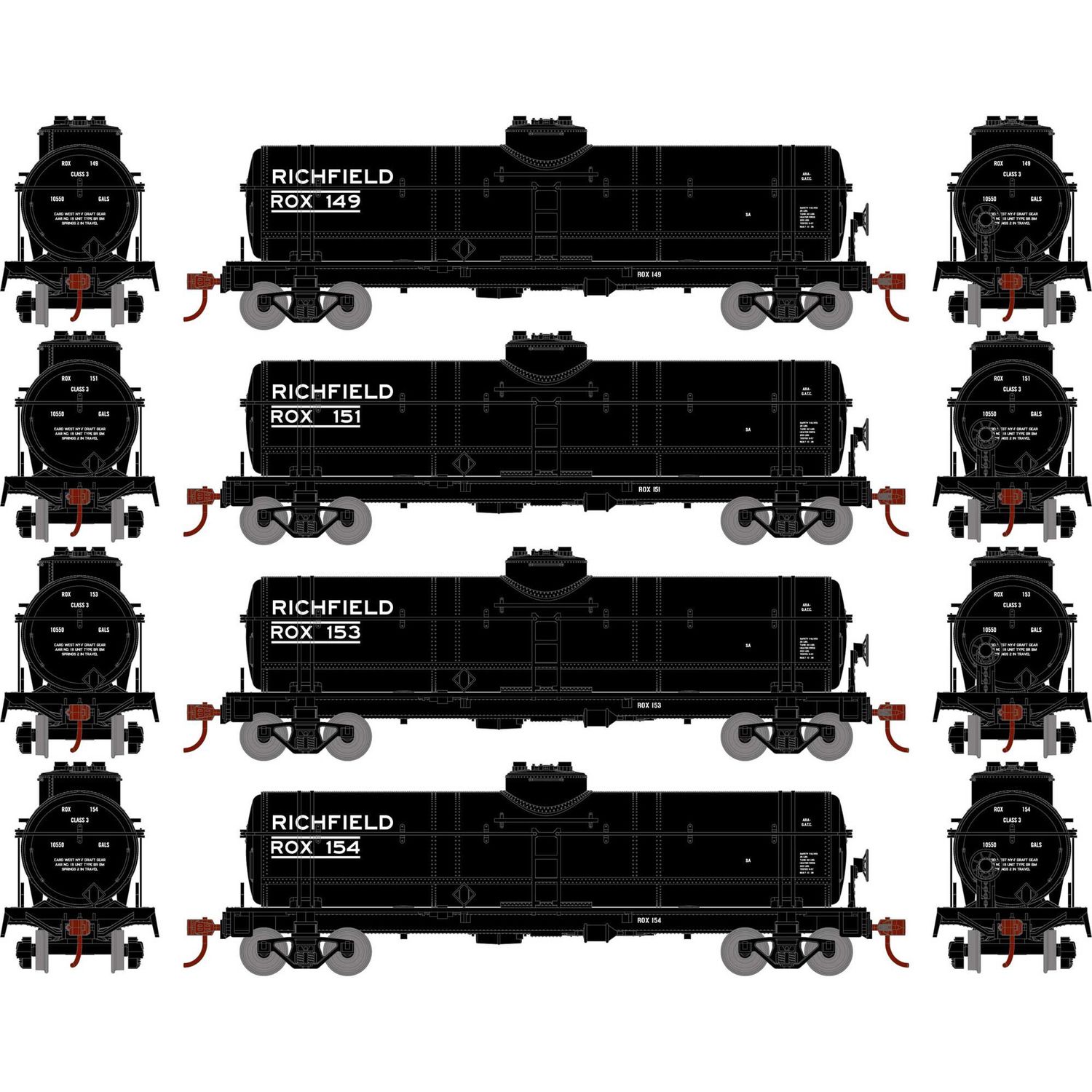 Athearn HO 1-Dome Tank, Richfield/ROX (4)