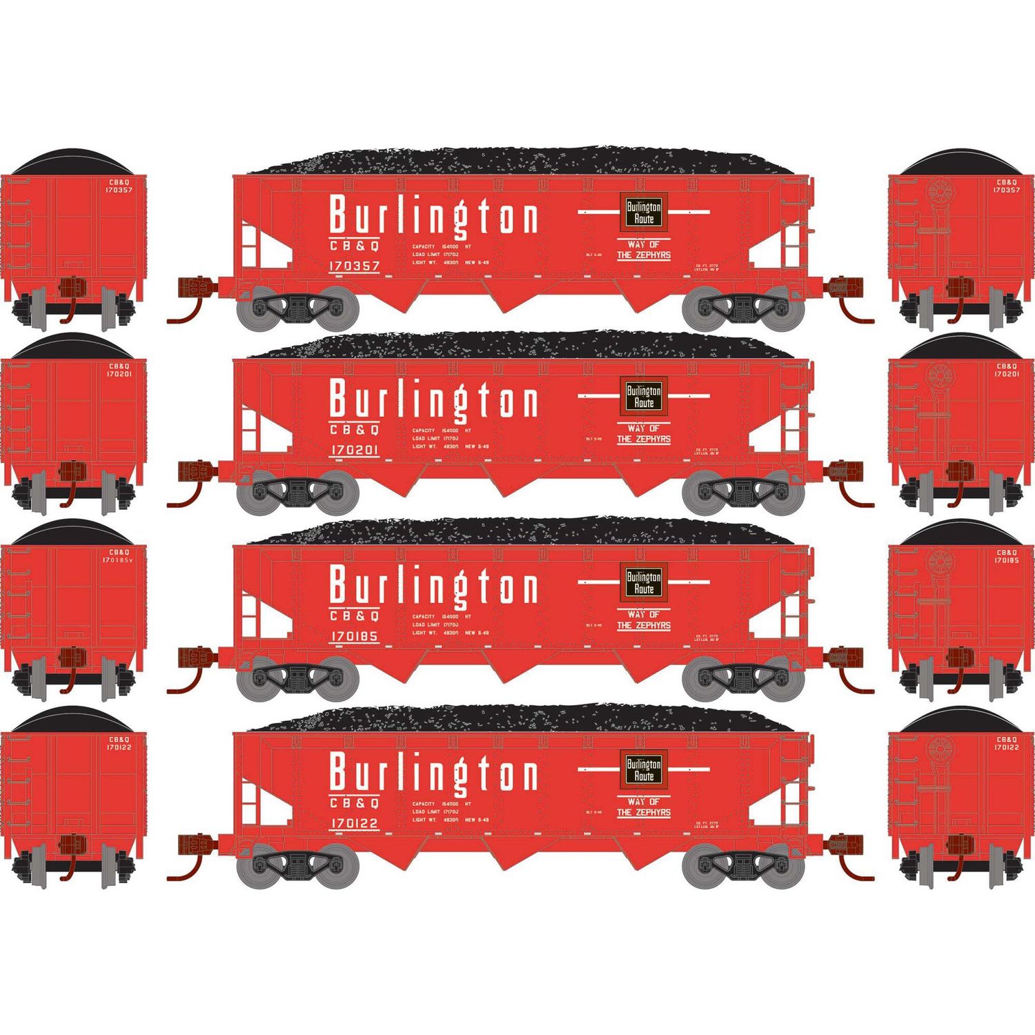 N 40&#39; Offset Coal Hopper w/Load, CB&amp;Q #2 (4)