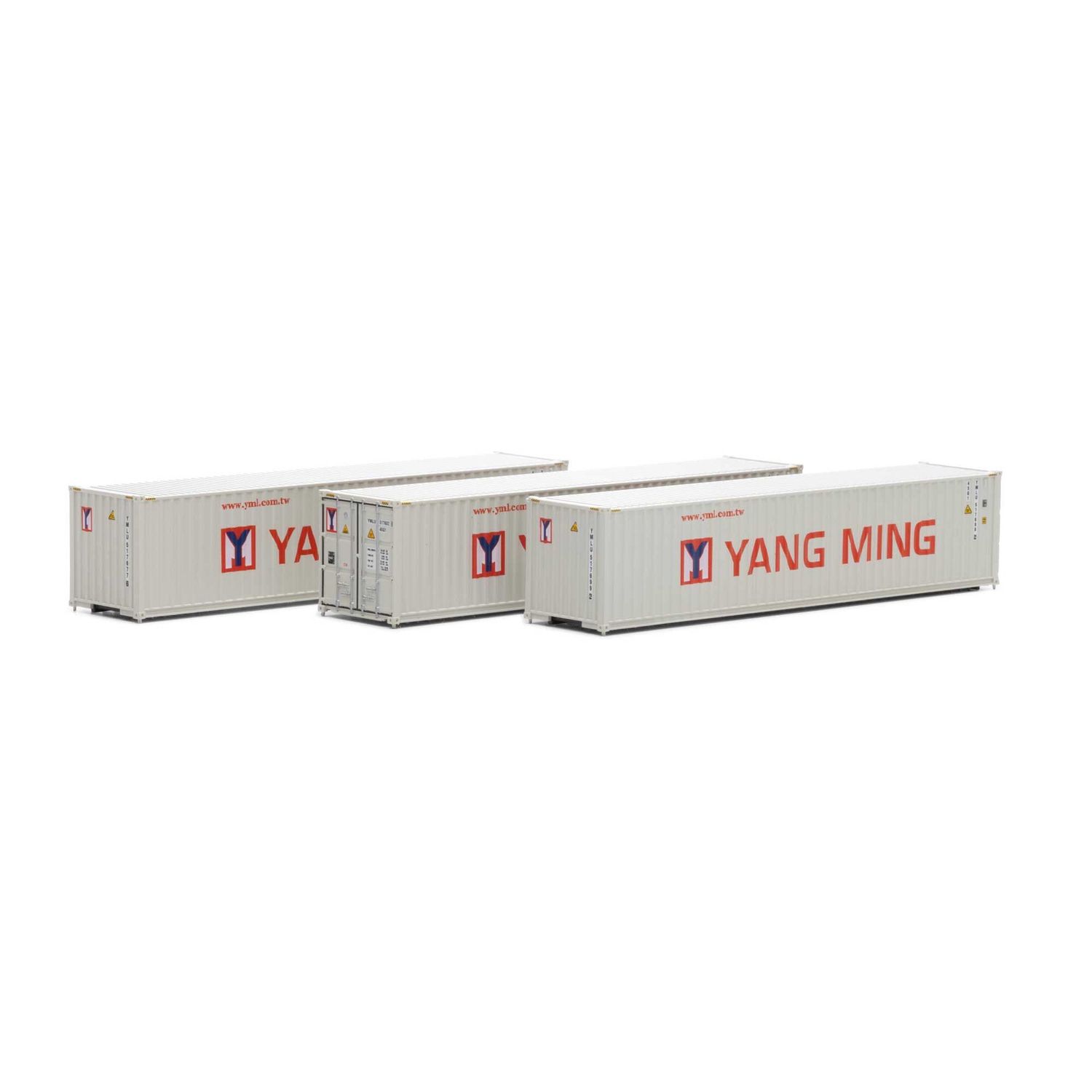 Athearn N 40' Corrugate Low Container, Yang Ming/New (3)