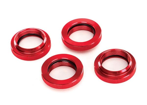 Traxxas Red Aluminum GTX Shock Spring Retainers (4)