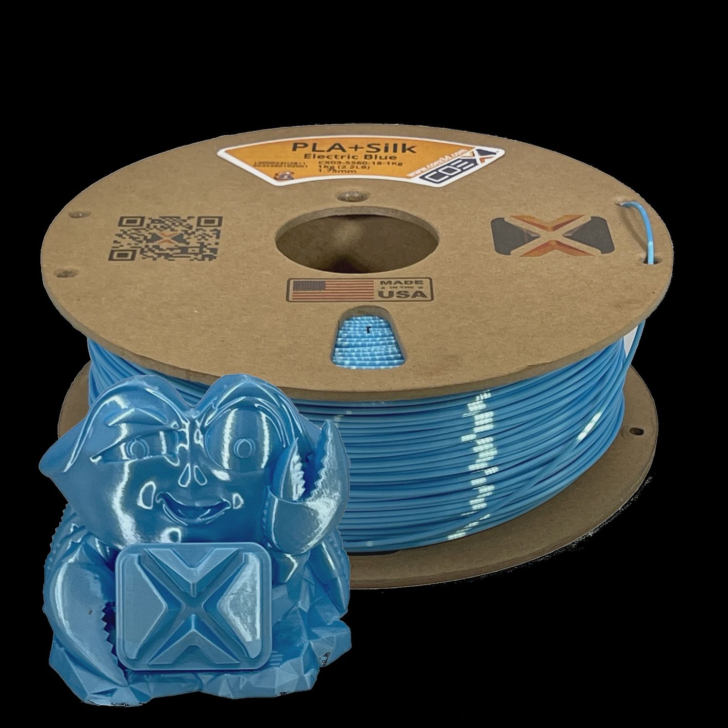 COEX PLA +Silk 1.75mm Electric Blue 1 kg Spool, Variant: COECX03-5560-18-1KG