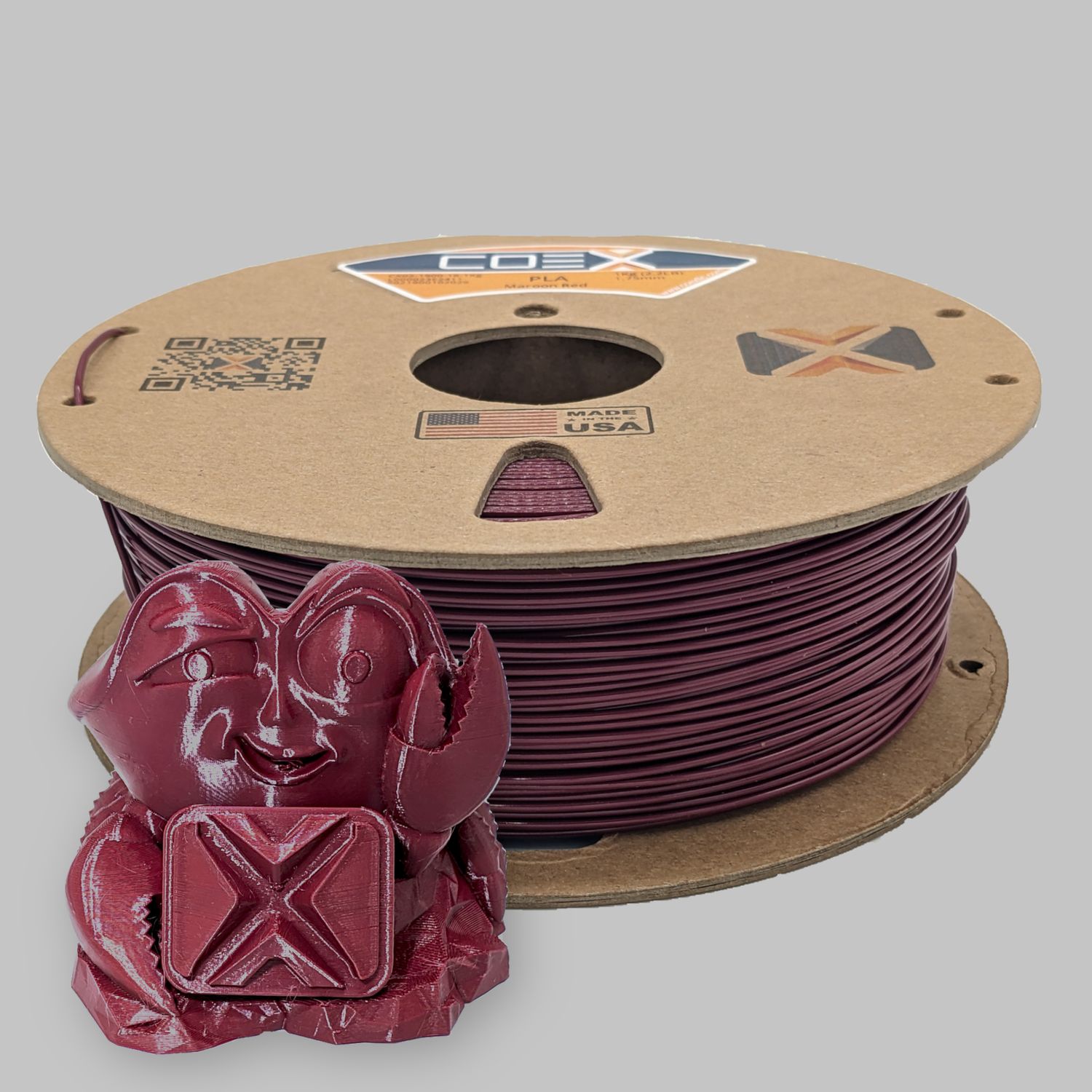 COEX PLA 1.75MM MAROON RED 1 KG SPOOL, Variant: COECX02-1900-18-1KG