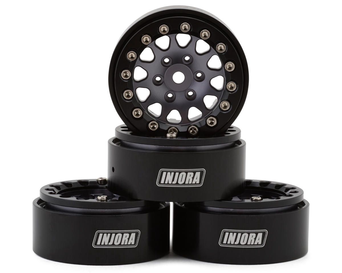 Injora 1.3" D-Slot Aluminum Micro Crawler Beadlock Wheels (27g ea) (Grey/Black)