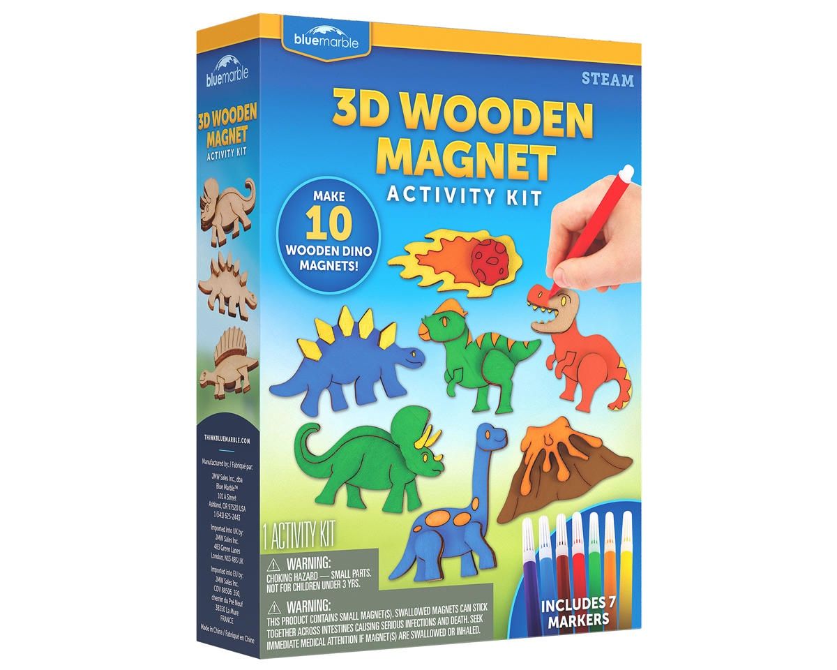 Blue Marble 3D Wooden Dinosaur Magnet Activity Kit