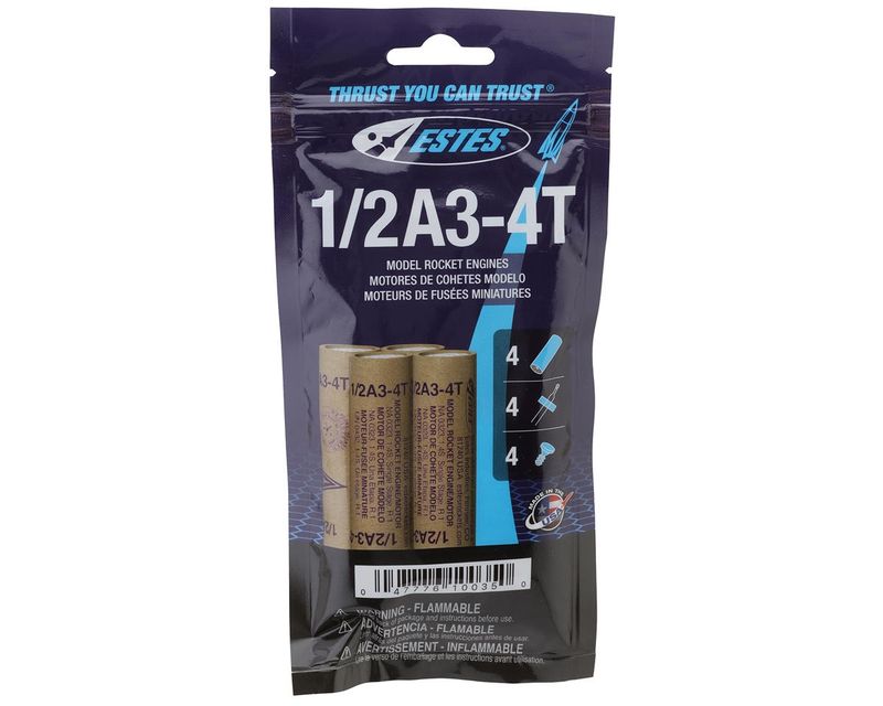 Estes 1/2A3-4T Model Rocket Engines, (4pk)
