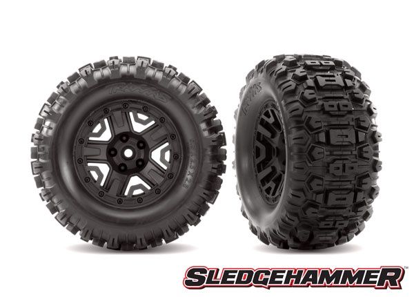Traxxas 5-Spoke 2.8&quot; Black Wheels &amp; Sledgehammer Tires (2), Variant: TRA6792