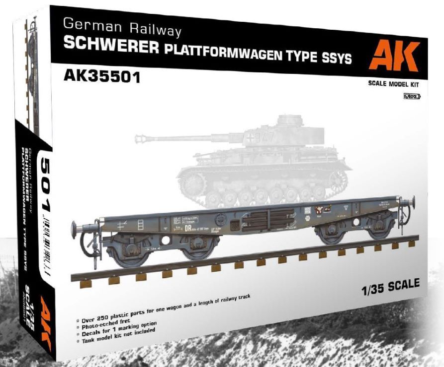 AK Interactive 1/35 German Railway Schwerer Plattformwagen Type SSYS