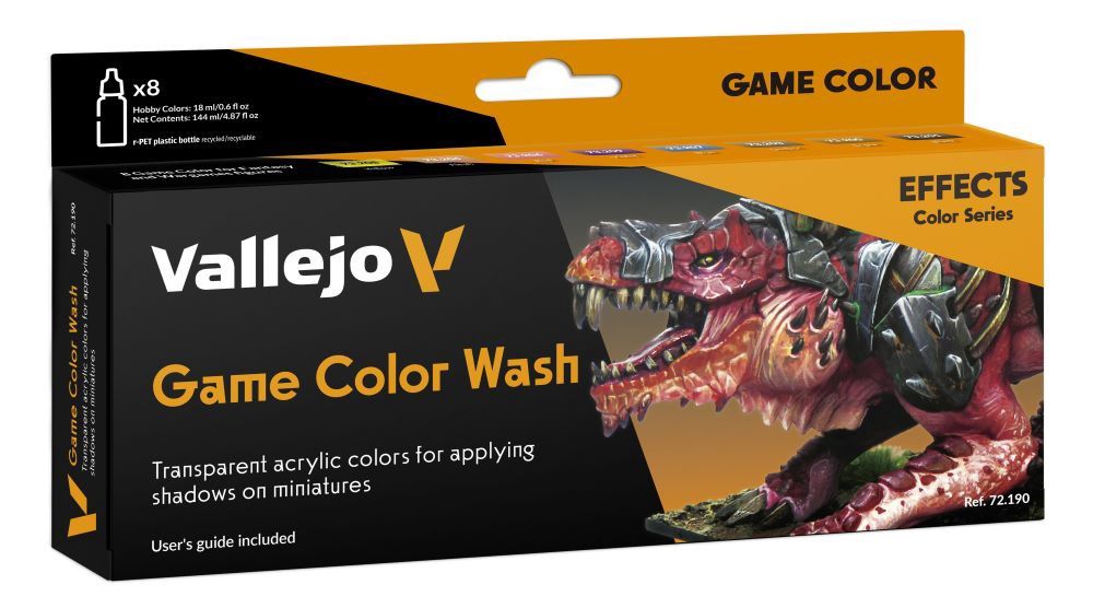 Vallejo 18ml Effects Wash Game Color Paint Set (8 Colors) 72190
