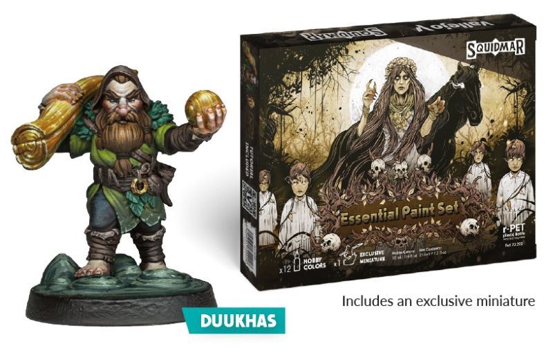 Vallejo 18ml Squidmar Miniatures Essential Paint Set (12 Colors) w/Figure 72201