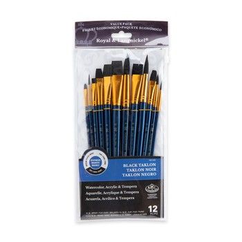 Royal Brush 12 pc Black Taklon Round Varie, Variant: RBMRSET-9302