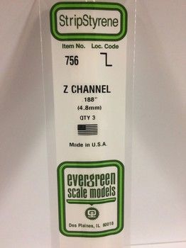 Evergreen Scale Models .188'' Z Channel (3), Variant: EVG756