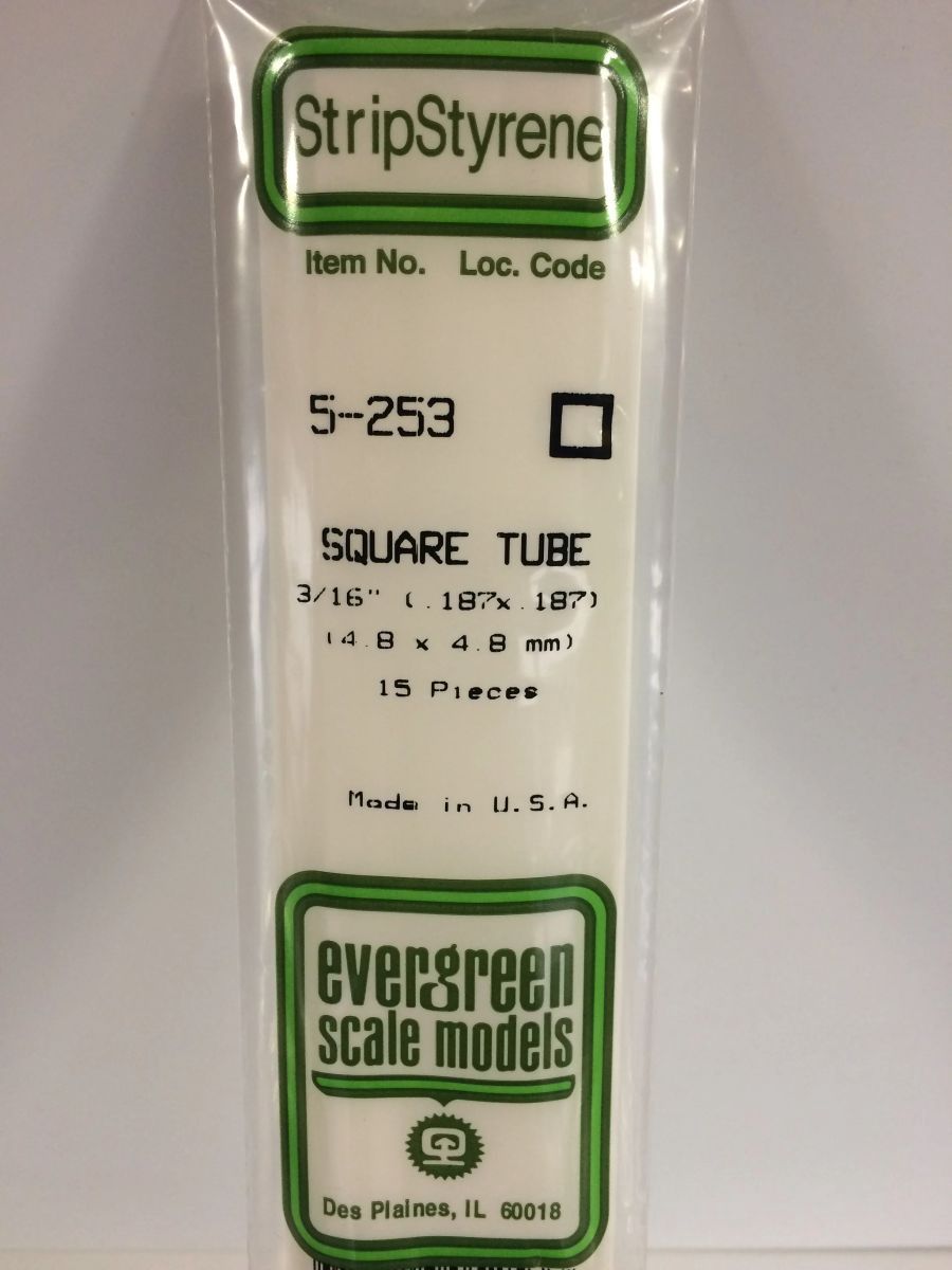 Evergreen Scale Models Economy Pack .188''(3/16'') Sq. Tube 15pcs