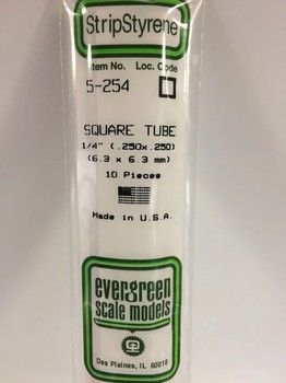 Evergreen Scale Models Economy Pack .250''(1/4'') Sq. Tube 10pcs, Variant: EVG5254