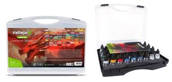 Vallejo 18ml Game Air Paint in Storage Case (51 Colors, 7 Primers, 2 Auxiliaries) 72185, Variant: VLJ72185