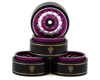 Treal Hobby Type L 1.0" Aluminum Cyclone Beadlock Wheels (Pink) (4) (27.5g ea), Variant: TLHTSCX24-267