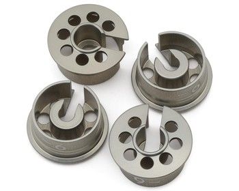 XRAY Aluminum Shock Spring Retaining Collar (Silver) (4) (-6mm Offset), Variant: XRA368027
