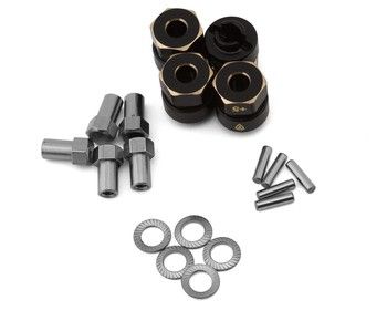 Treal Hobby Axial SCX24 Brass Wheel Hex Hub Adapters (4) (2.4g) (+5mm), Variant: TLHTSCX24-77