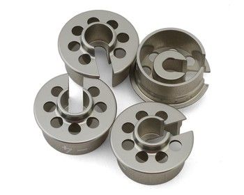XRAY Aluminum Shock Spring Retaining Collar (Silver) (4) (-4mm Offset), Variant: XRA368023