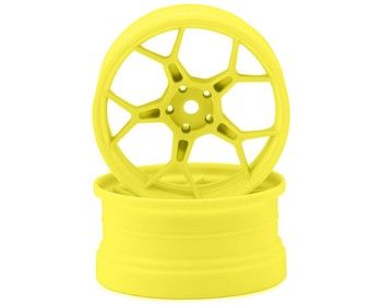 DS Racing Feathery Split Spoke Drift Wheels (Flu Yellow) (2) (6mm Offset), Variant: DSC-DF-5Y2-6FY-HG