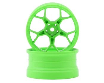 DS Racing Feathery Split Spoke Drift Wheels (Flu Green) (2) (8mm Offset), Variant: DSC-DF-5Y2-8FG-HG