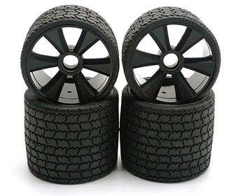 Gravity RC Type12 1/12 Rubber Pre-Mounted Tires Set (Black) (Front/Rear), Variant: GRC142B