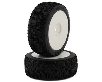 Matrix Nova 1/8 Pre-Mounted Buggy Tires (White) (2) (Clay Soft), Variant: MTX-GL-NOVCS