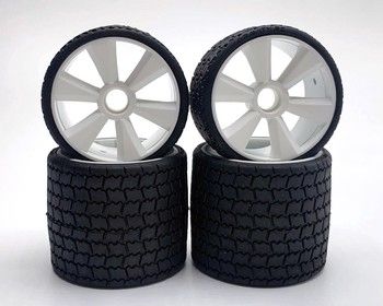 Gravity RC Type12 1/12 Rubber Pre-Mounted Tires Set (White) (Front/Rear), Variant: GRC142W