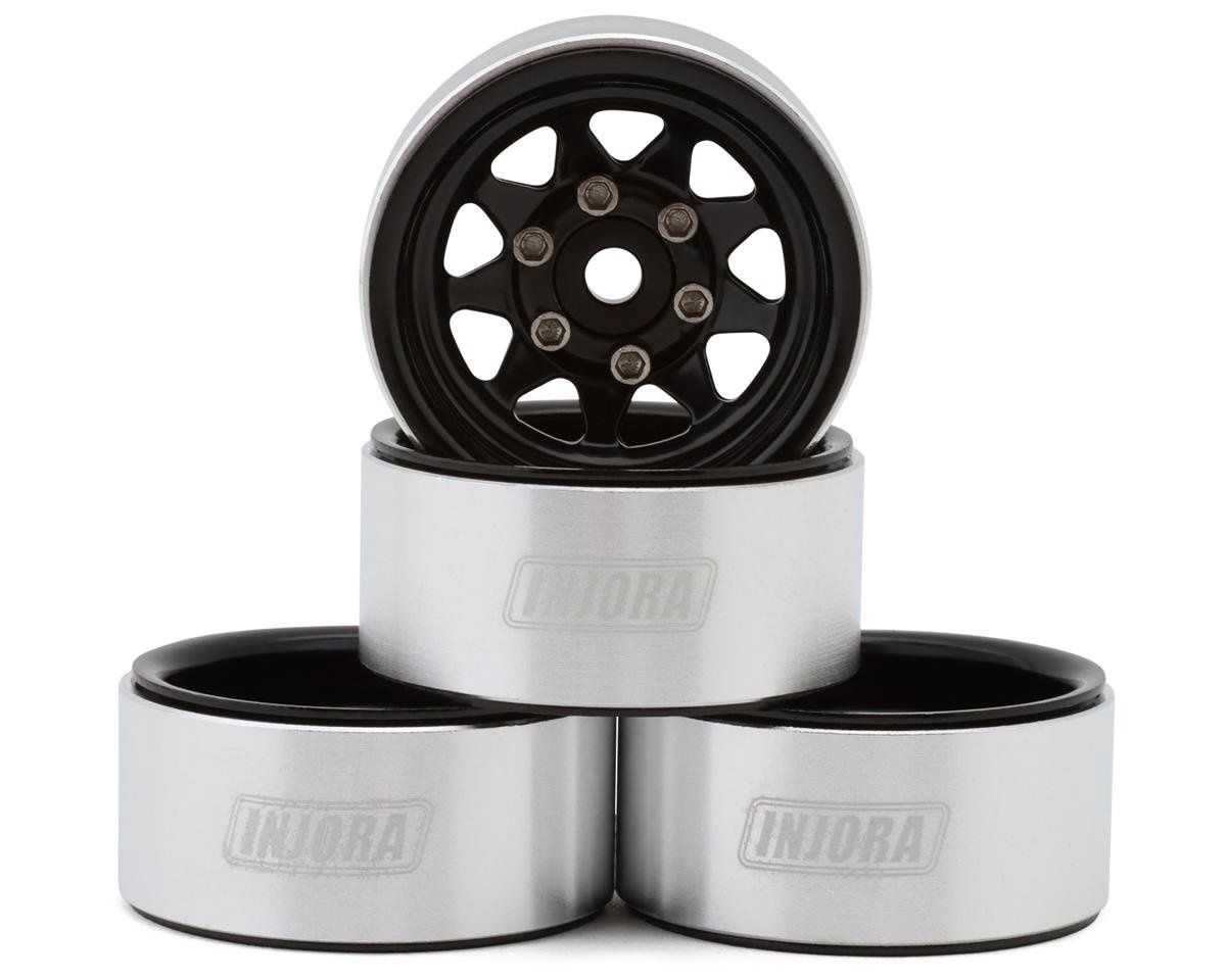 Injora 1.0" Deep Dish Stamped Steel Micro Rock Crawler Beadlock Wheels, Variant: INJYQW-1004BK