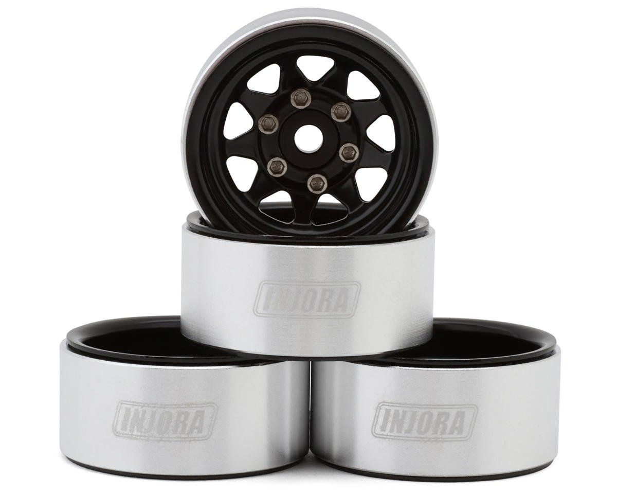 Injora 1.0" Deep Dish Stamped Steel Micro Rock Crawler Beadlock Wheels, Variant: INJYQW-1004BK