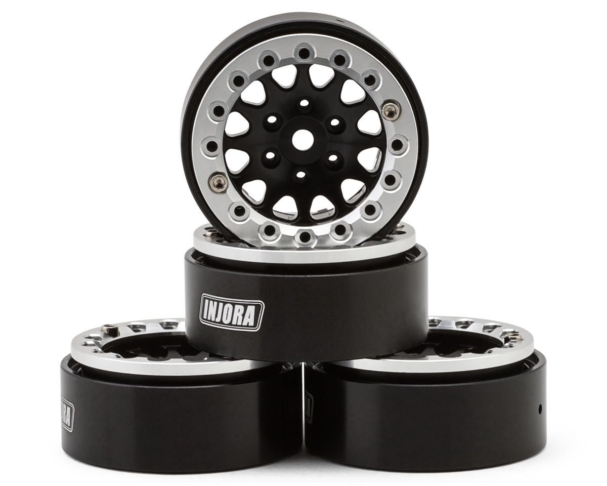 Injora 1.3" D-Slot Aluminum Micro Crawler Beadlock Wheels (27g ea), Variant: INJYQW-1311SB