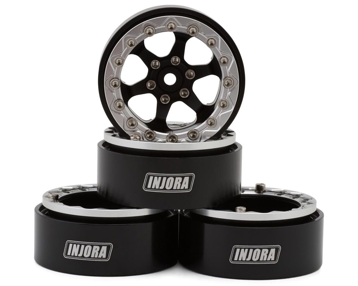 Injora 1.3" 6-Slot Aluminum Micro Crawler Beadlock Wheels (23g ea), Variant: INJYQW-1313SB