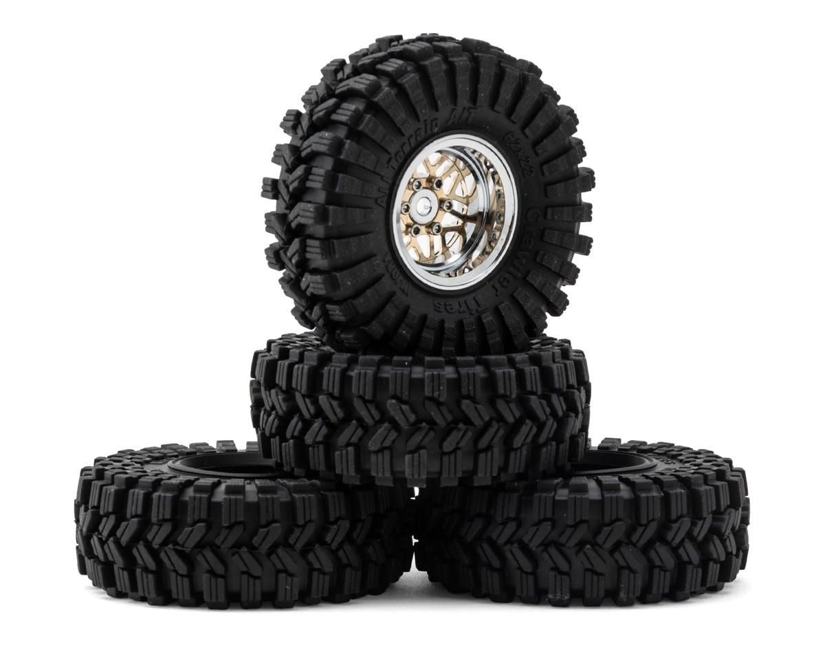 Injora 1.0" Deep Dish Aluminum Micro Crawler Beadlock Wheels w/Swamp Claw Tires, Variant: INJYQW-MW1014SR-1014