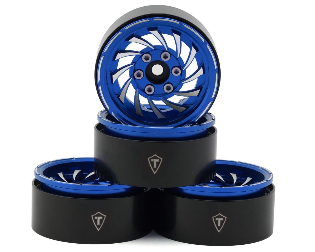 Treal Hobby Cyclone 1.9" Aluminum Beadlock Wheels (Blue) (4) (122.5g), Variant: TLHTWHEEL-180