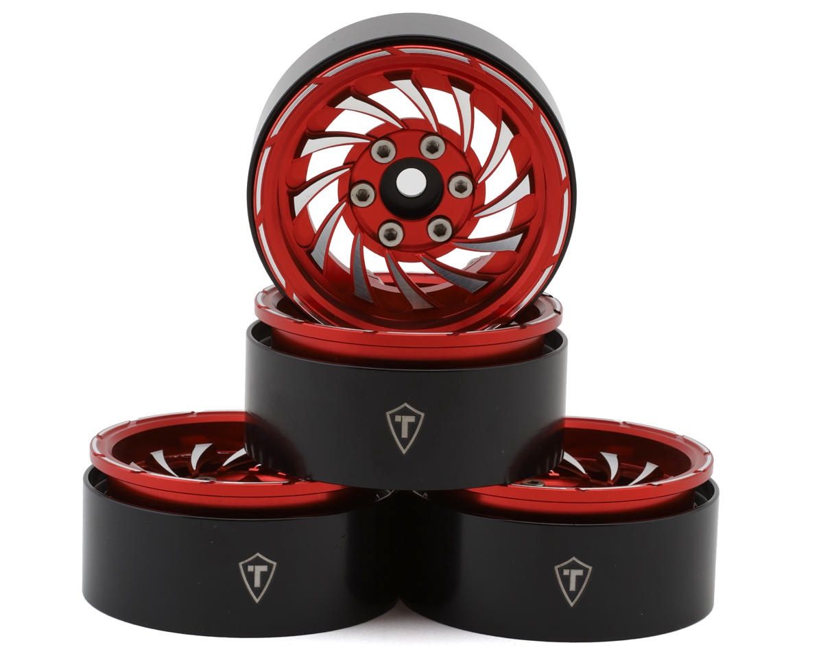 Treal Hobby Cyclone 1.9" Aluminum Beadlock Wheels (Red) (4) (122.5g), Variant: TLHTWHEEL-182