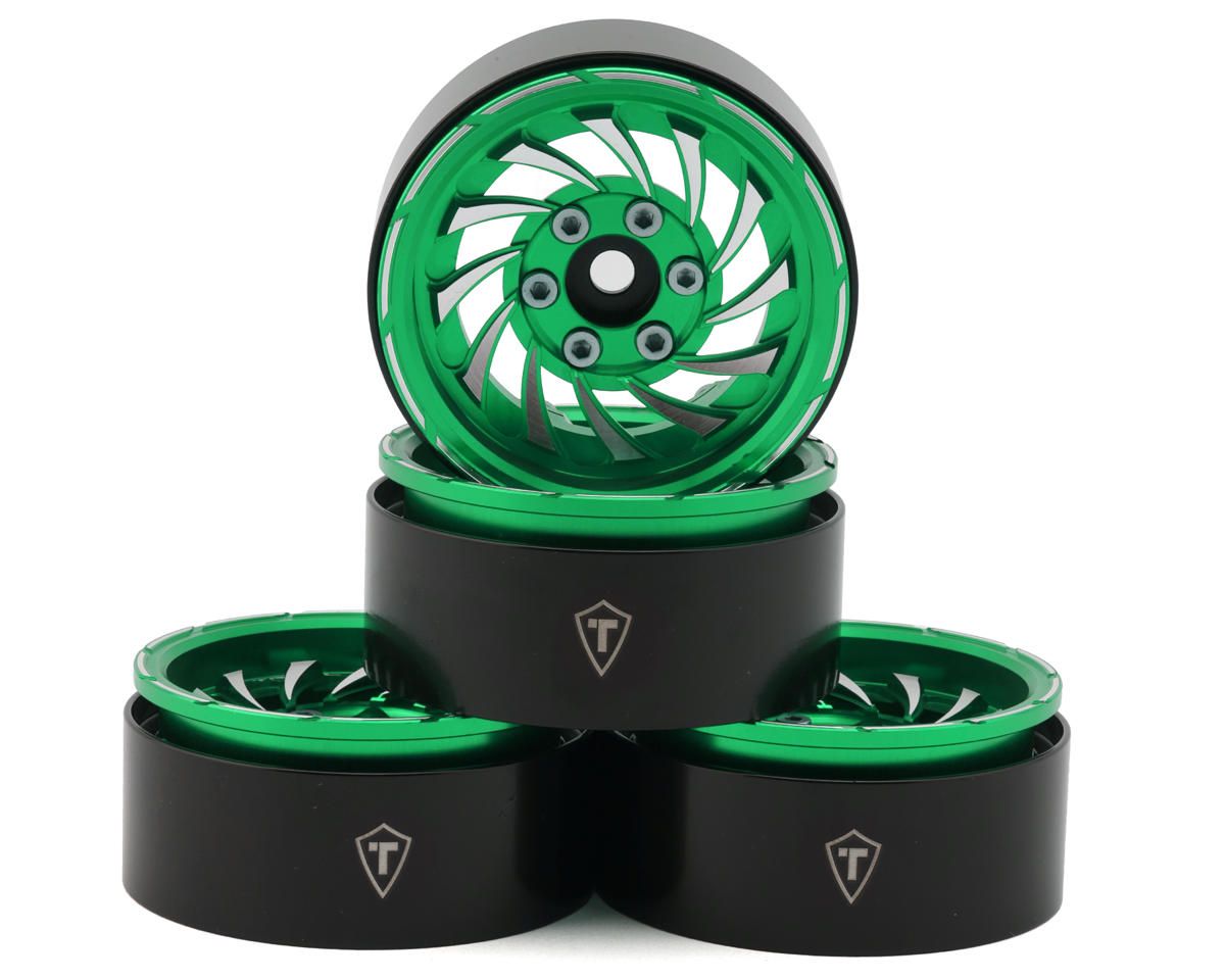 Treal Hobby Cyclone 1.9" Aluminum Beadlock Wheels (Green) (4) (122.5g), Variant: TLHTWHEEL-181