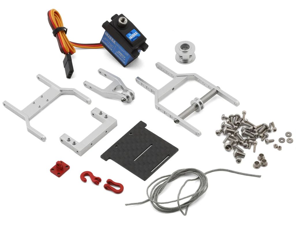 Injora Axial SCX24 1/24 Tow Truck Crane Kit &amp; INJS2065-360 Winch Servo (Silver), Variant: INJS2065-360-194SR