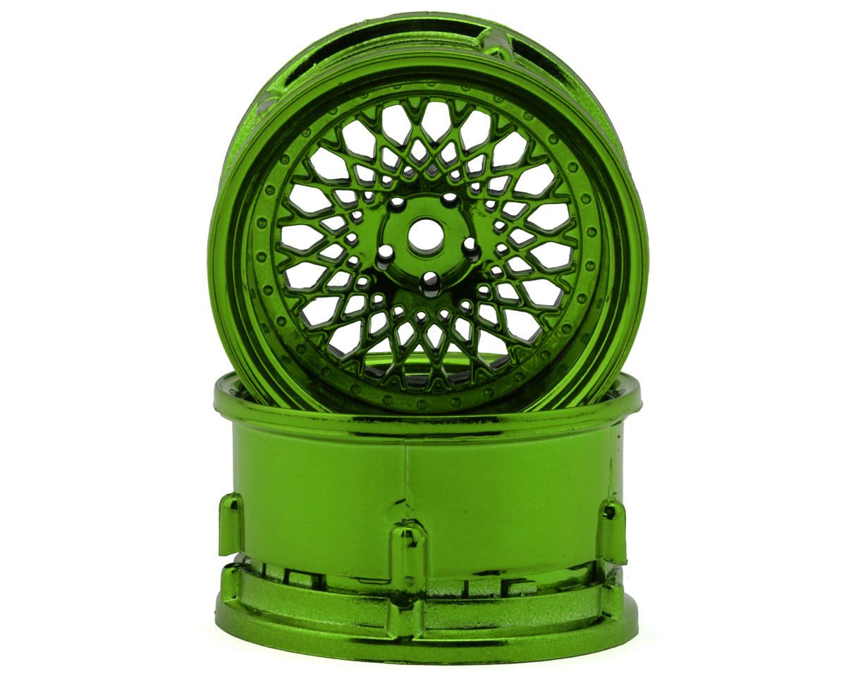 DS Racing Element Mesh 1/10 Drift Wheels (Green Chrome) (2) (Adjustable Offset), Variant: DSC-DE-332