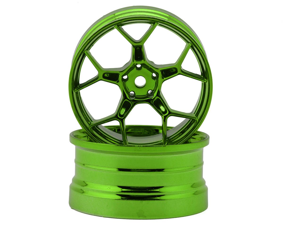 DS Racing Feathery Split Spoke Drift Wheels (Green Hi Gloss) (2) (6mm Offset), Variant: DSC-DF-5Y2-6B-GRC