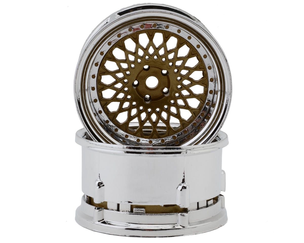 DS Racing Element Mesh 1/10 Drift Wheels (Bronze w/Chrome Lip & Gold ...