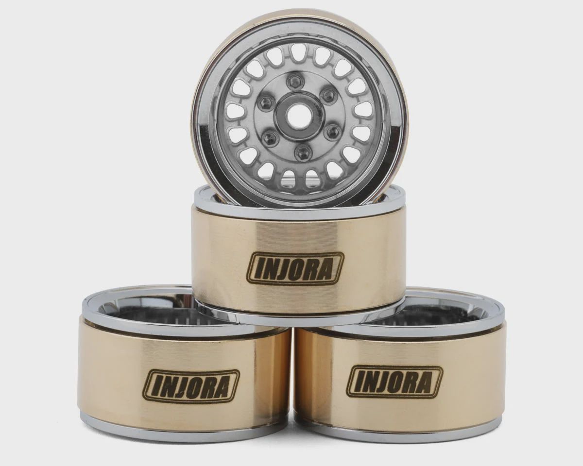 Injora 1.0" ModuWheel Brass &amp; Aluminum Micro Crawler Beadlock Wheels (Silver), Variant: INJYQW-MW1016SR