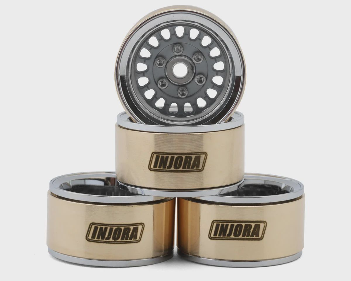 Injora 1.0" ModuWheel Brass &amp; Aluminum Micro Crawler Beadlock Wheels (Grey), Variant: INJYQW-MW1016GL