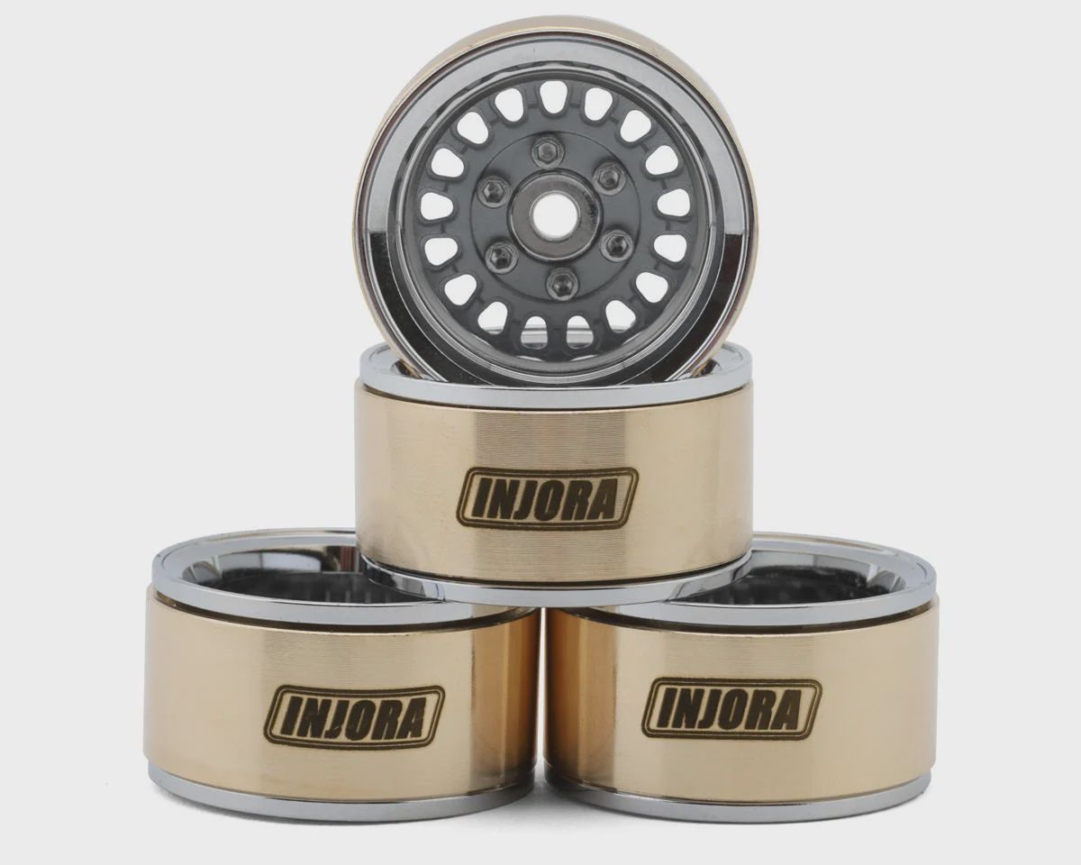 Injora 1.0" ModuWheel Brass &amp; Aluminum Micro Crawler Beadlock Wheels (Grey), Variant: INJYQW-MW1016GL